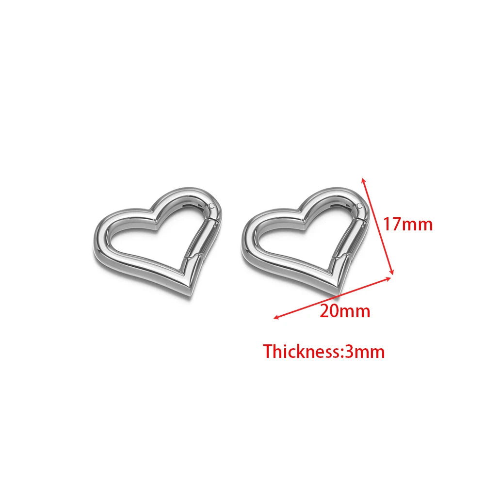 2pcs Stainless Steel Heart Oval Buckle Openable Connector Clasps DIY Jewelry Keychain Necklaces Charm Bracelets Making Supplies