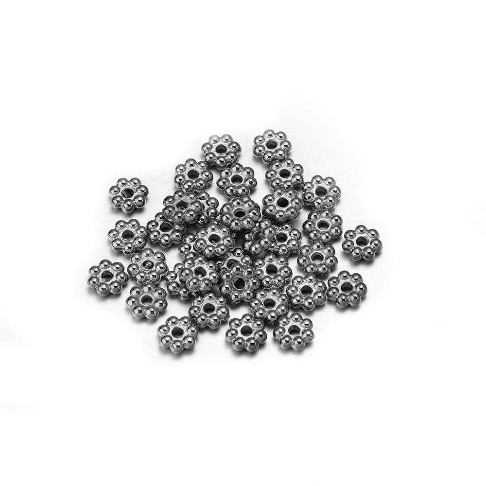 200/500pcs CCB Snowflake Spacer Loose Beads Gold Silver Gun Black Color Flat Beads for Jewelry Making DIY Bracelet Necklace