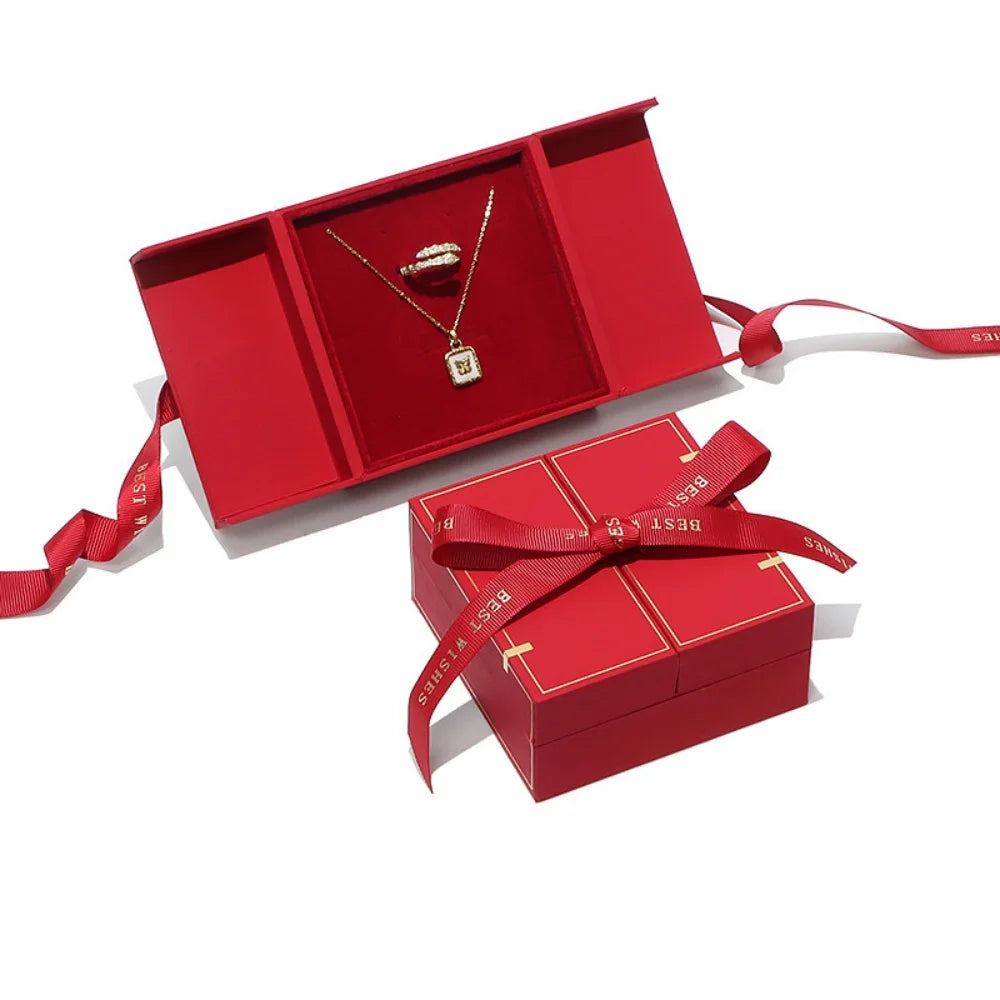 Creative Double Open Valentine'S Day Gift Box Jewelry Packaging Box Necklace Ring Earring Home Decor Wedding Anniversary Present