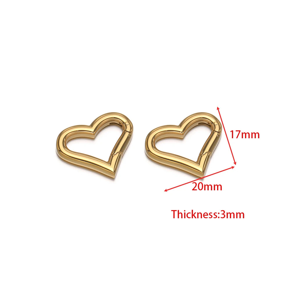 2pcs Stainless Steel Heart Oval Buckle Openable Connector Clasps DIY Jewelry Keychain Necklaces Charm Bracelets Making Supplies