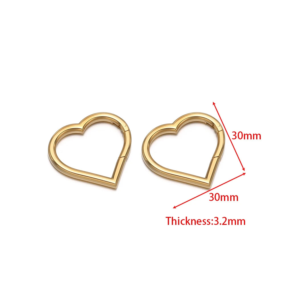 2pcs Stainless Steel Heart Oval Buckle Openable Connector Clasps DIY Jewelry Keychain Necklaces Charm Bracelets Making Supplies