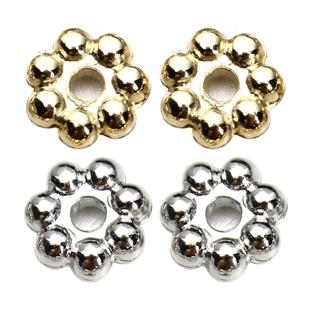 200/500pcs CCB Snowflake Spacer Loose Beads Gold Silver Gun Black Color Flat Beads for Jewelry Making DIY Bracelet Necklace