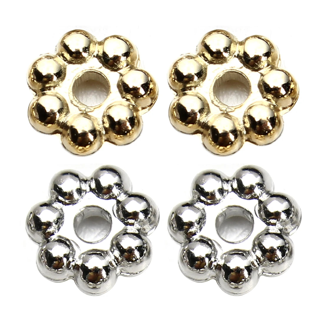 200/500pcs CCB Snowflake Spacer Loose Beads Gold Silver Gun Black Color Flat Beads for Jewelry Making DIY Bracelet Necklace