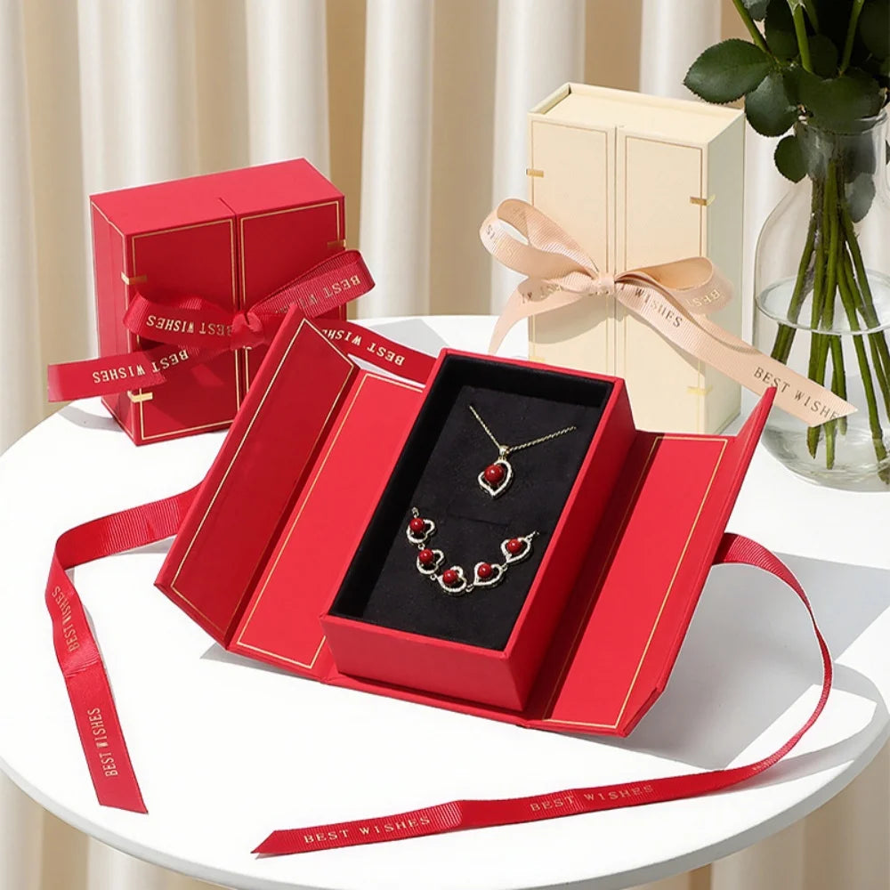 Creative Double Open Valentine'S Day Gift Box Jewelry Packaging Box Necklace Ring Earring Home Decor Wedding Anniversary Present