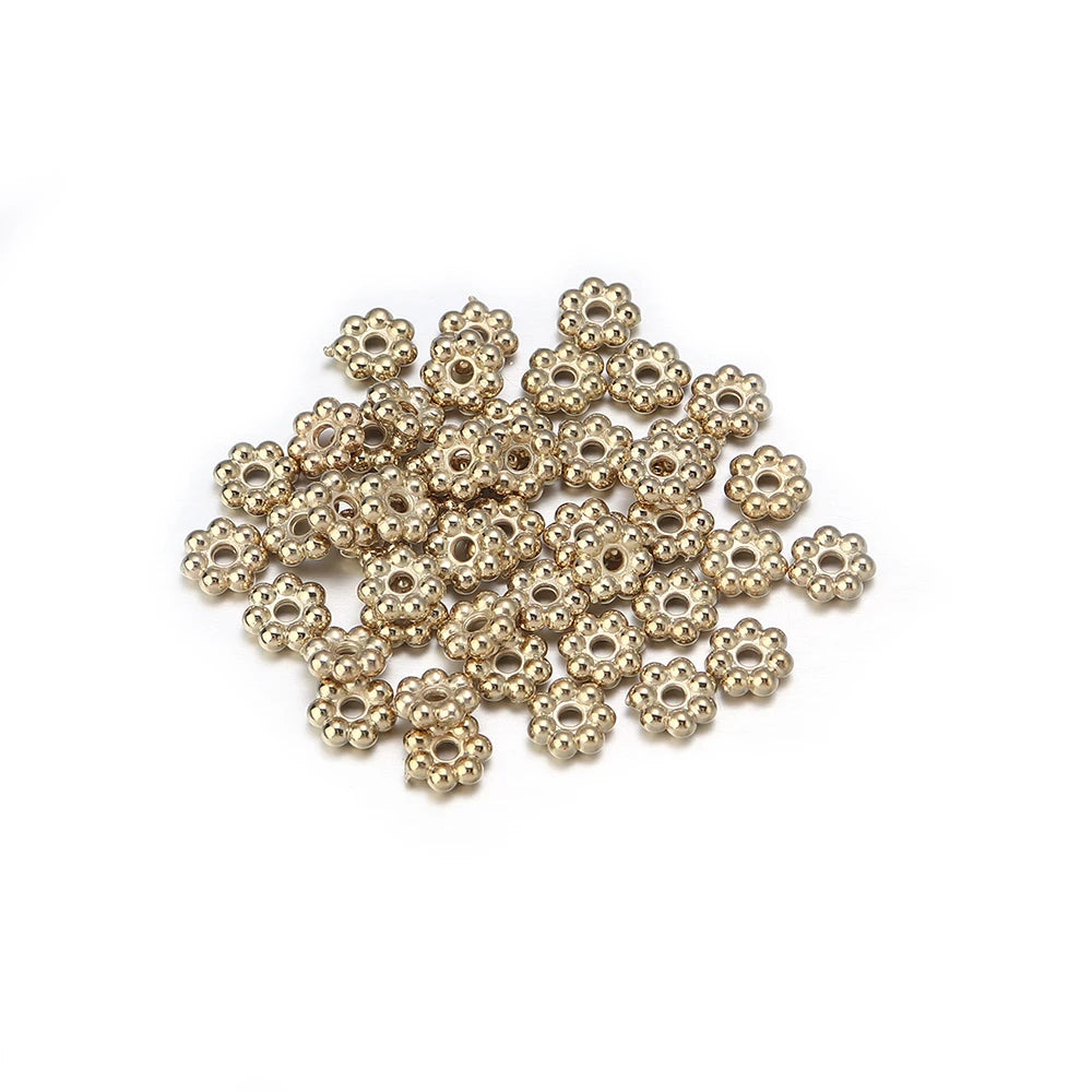 200/500pcs CCB Snowflake Spacer Loose Beads Gold Silver Gun Black Color Flat Beads for Jewelry Making DIY Bracelet Necklace