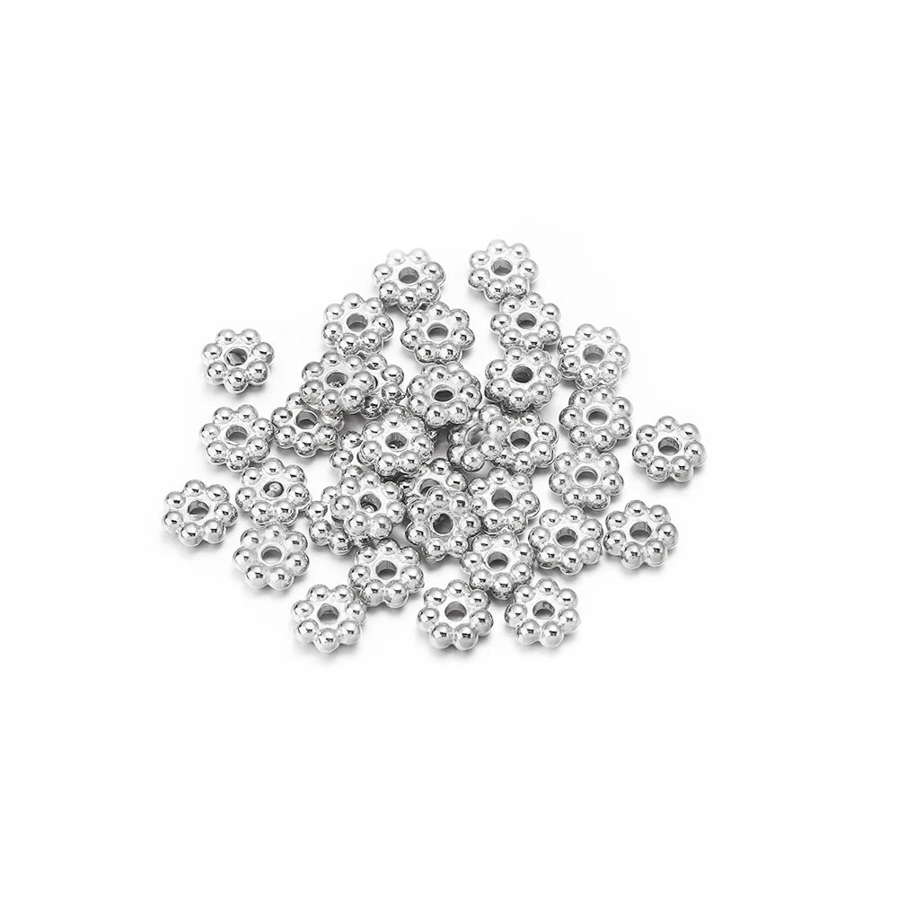 200/500pcs CCB Snowflake Spacer Loose Beads Gold Silver Gun Black Color Flat Beads for Jewelry Making DIY Bracelet Necklace