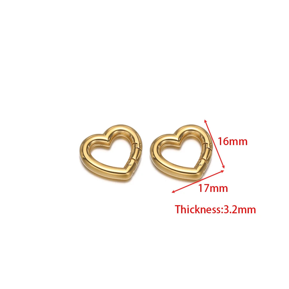 2pcs Stainless Steel Heart Oval Buckle Openable Connector Clasps DIY Jewelry Keychain Necklaces Charm Bracelets Making Supplies