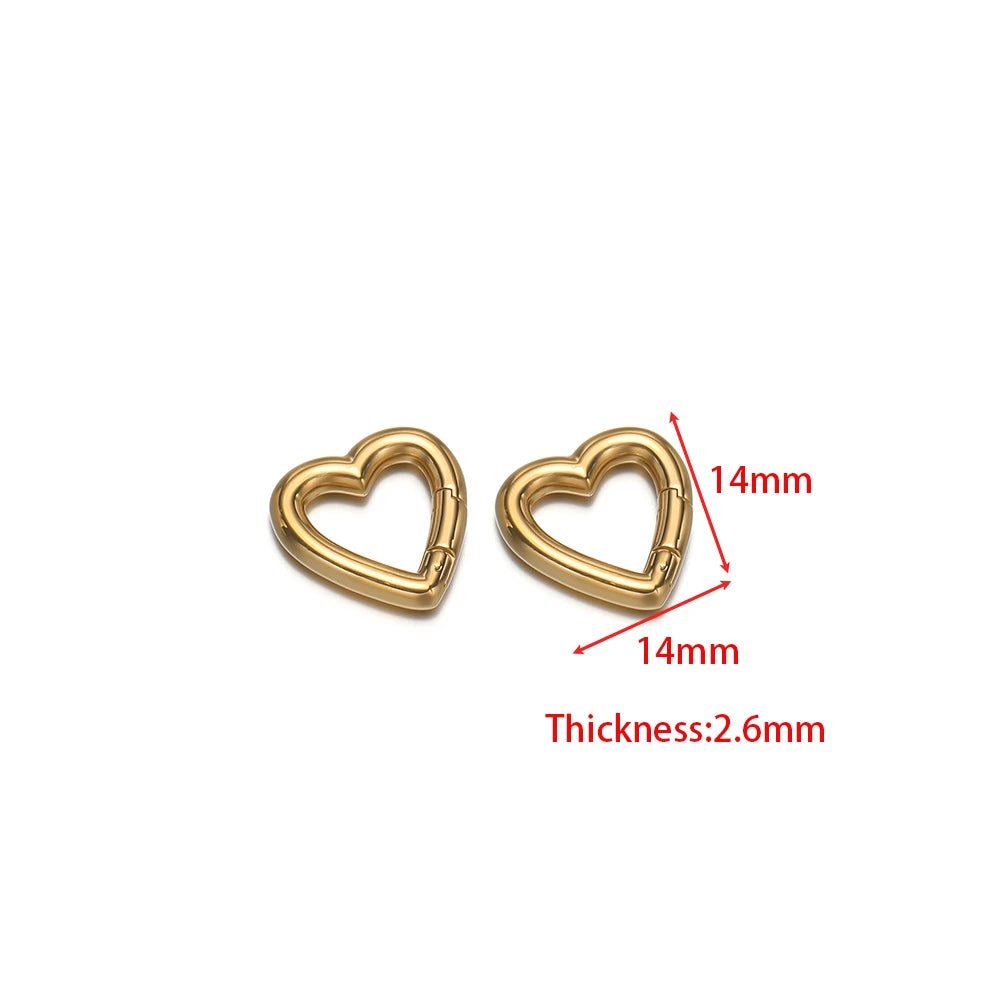 2pcs Stainless Steel Heart Oval Buckle Openable Connector Clasps DIY Jewelry Keychain Necklaces Charm Bracelets Making Supplies
