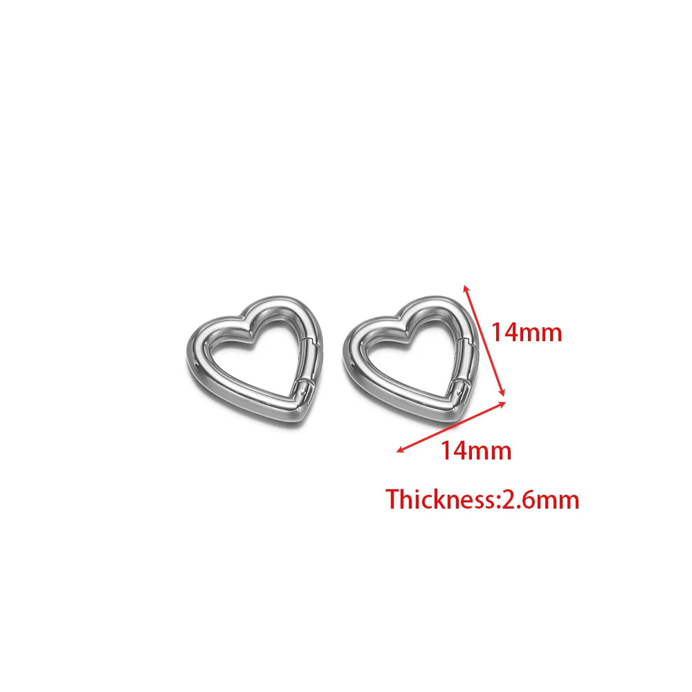 2pcs Stainless Steel Heart Oval Buckle Openable Connector Clasps DIY Jewelry Keychain Necklaces Charm Bracelets Making Supplies