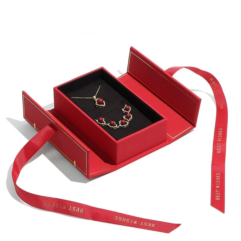 Creative Double Open Valentine'S Day Gift Box Jewelry Packaging Box Necklace Ring Earring Home Decor Wedding Anniversary Present