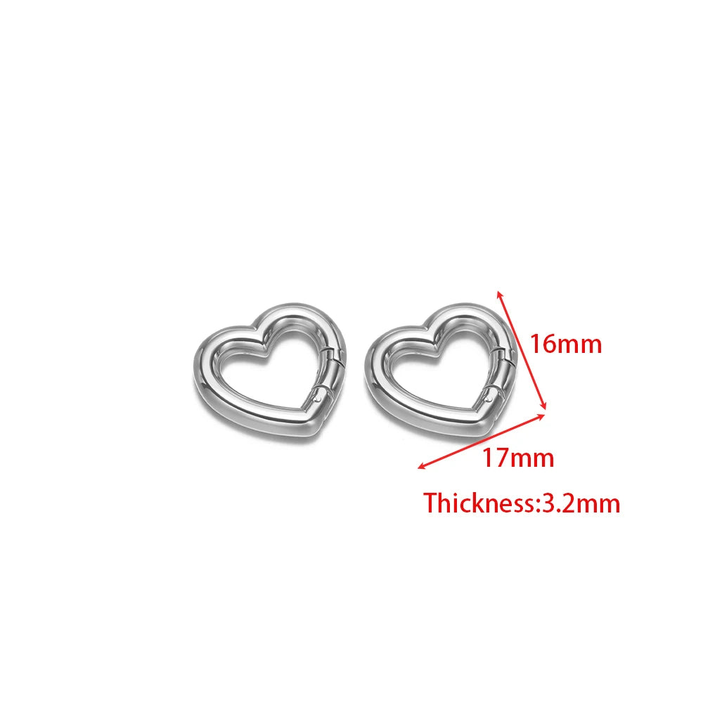 2pcs Stainless Steel Heart Oval Buckle Openable Connector Clasps DIY Jewelry Keychain Necklaces Charm Bracelets Making Supplies