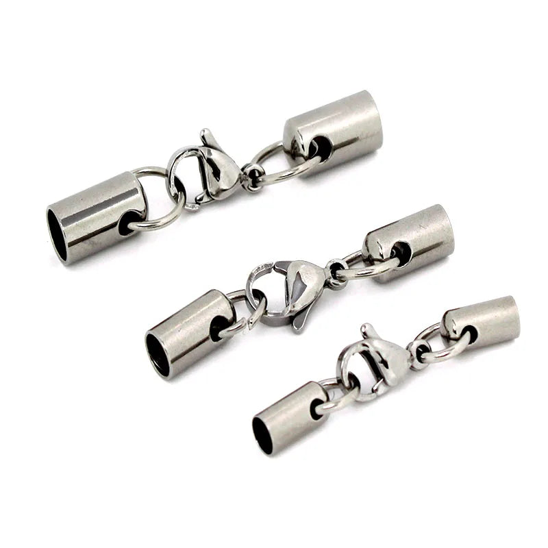 5Set Stainless Steel Lobster Clasps Hooks Leather Cord End Caps Connector 1 2 3 4 5 6mm Necklace Bracelet for DIY Jewelry Making