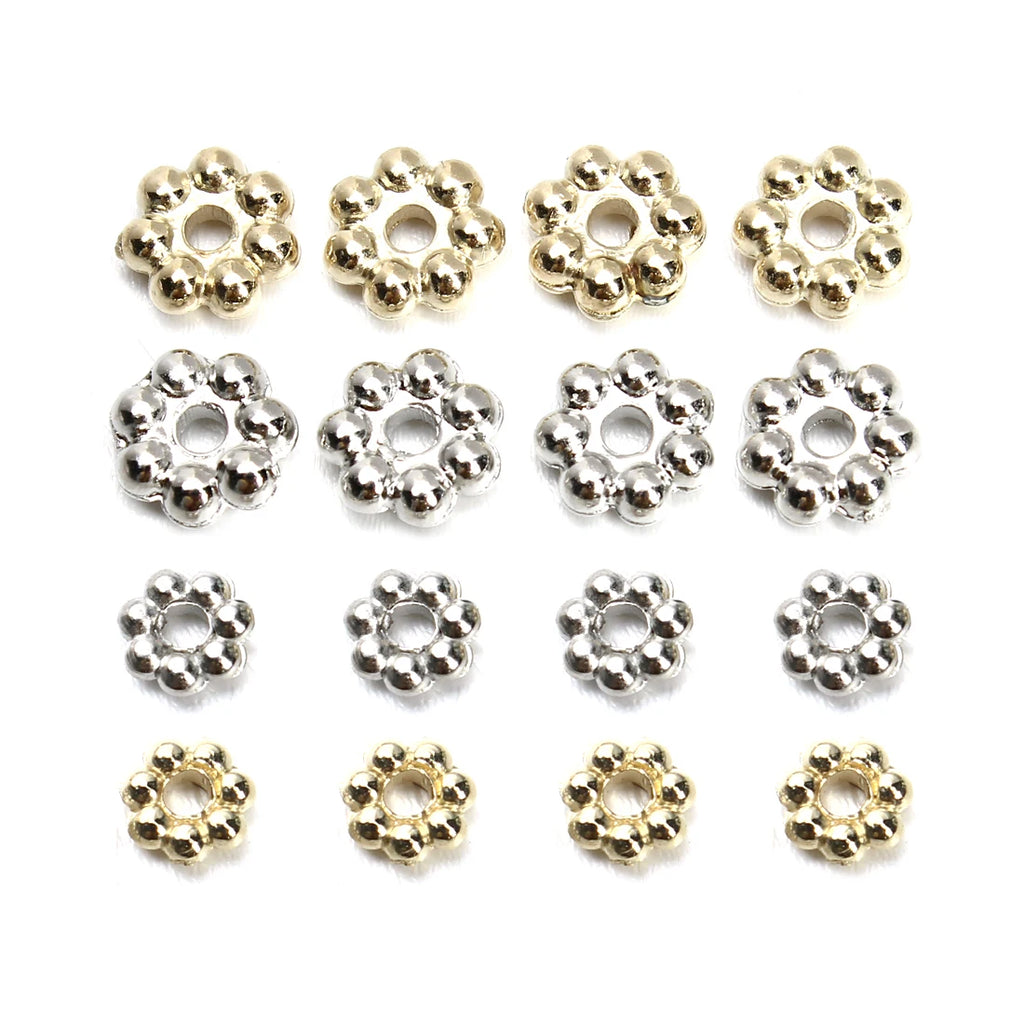 200/500pcs CCB Snowflake Spacer Loose Beads Gold Silver Gun Black Color Flat Beads for Jewelry Making DIY Bracelet Necklace
