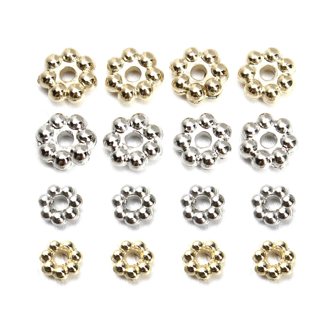 200/500pcs CCB Snowflake Spacer Loose Beads Gold Silver Gun Black Color Flat Beads for Jewelry Making DIY Bracelet Necklace