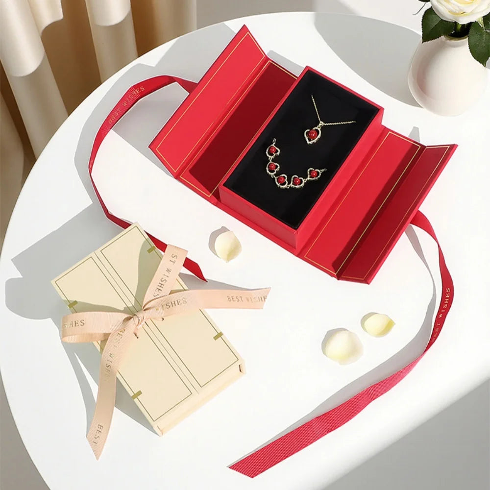 Creative Double Open Valentine'S Day Gift Box Jewelry Packaging Box Necklace Ring Earring Home Decor Wedding Anniversary Present