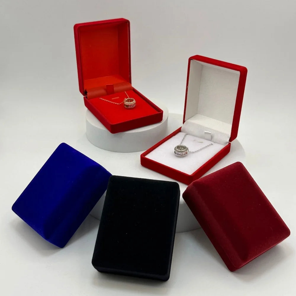 1Pcs Velvet Jewelry Box For Pendant Display Gift Boxes Jewellery Packaging Storage Box Necklace Holder Pendant Box Storage Case
