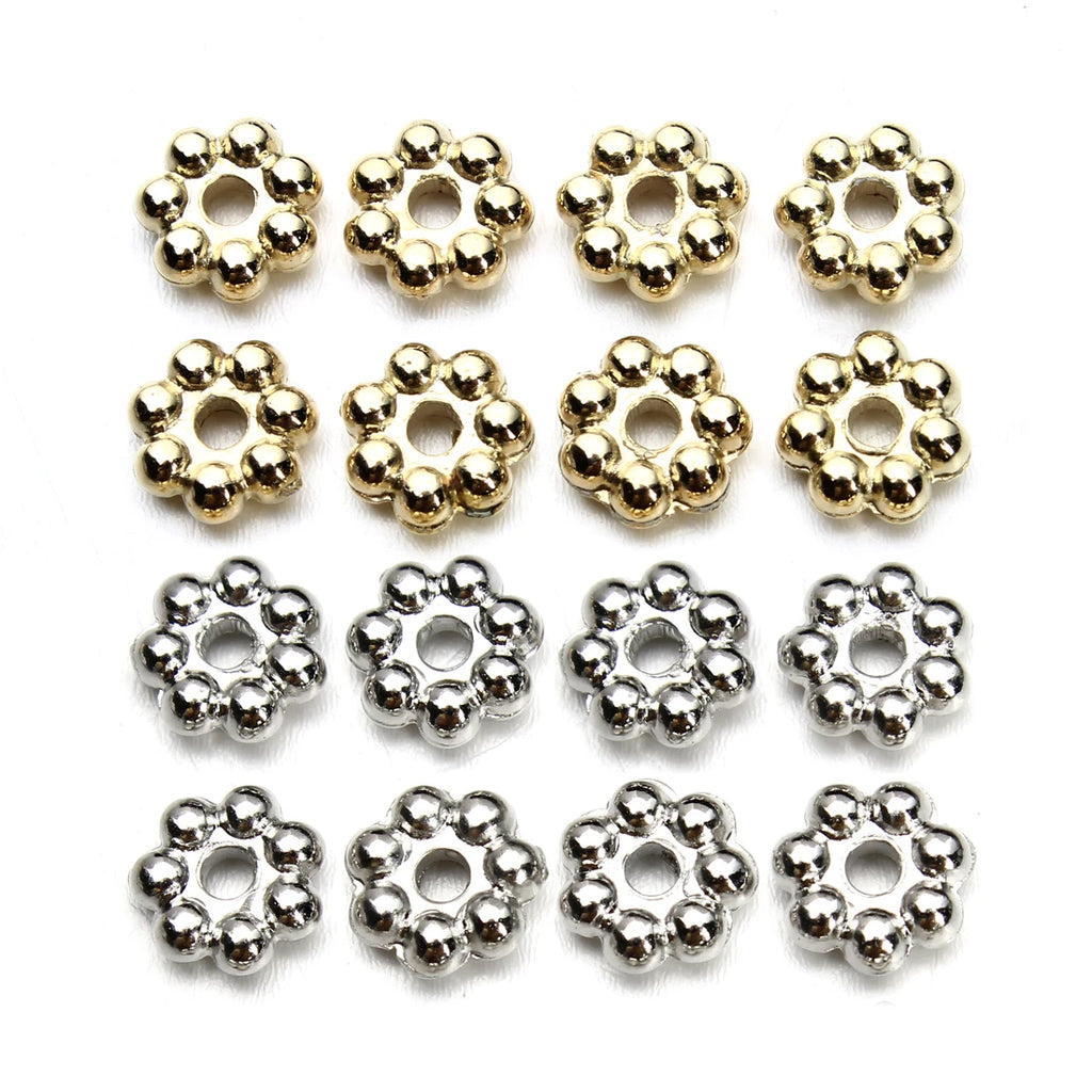 200/500pcs CCB Snowflake Spacer Loose Beads Gold Silver Gun Black Color Flat Beads for Jewelry Making DIY Bracelet Necklace