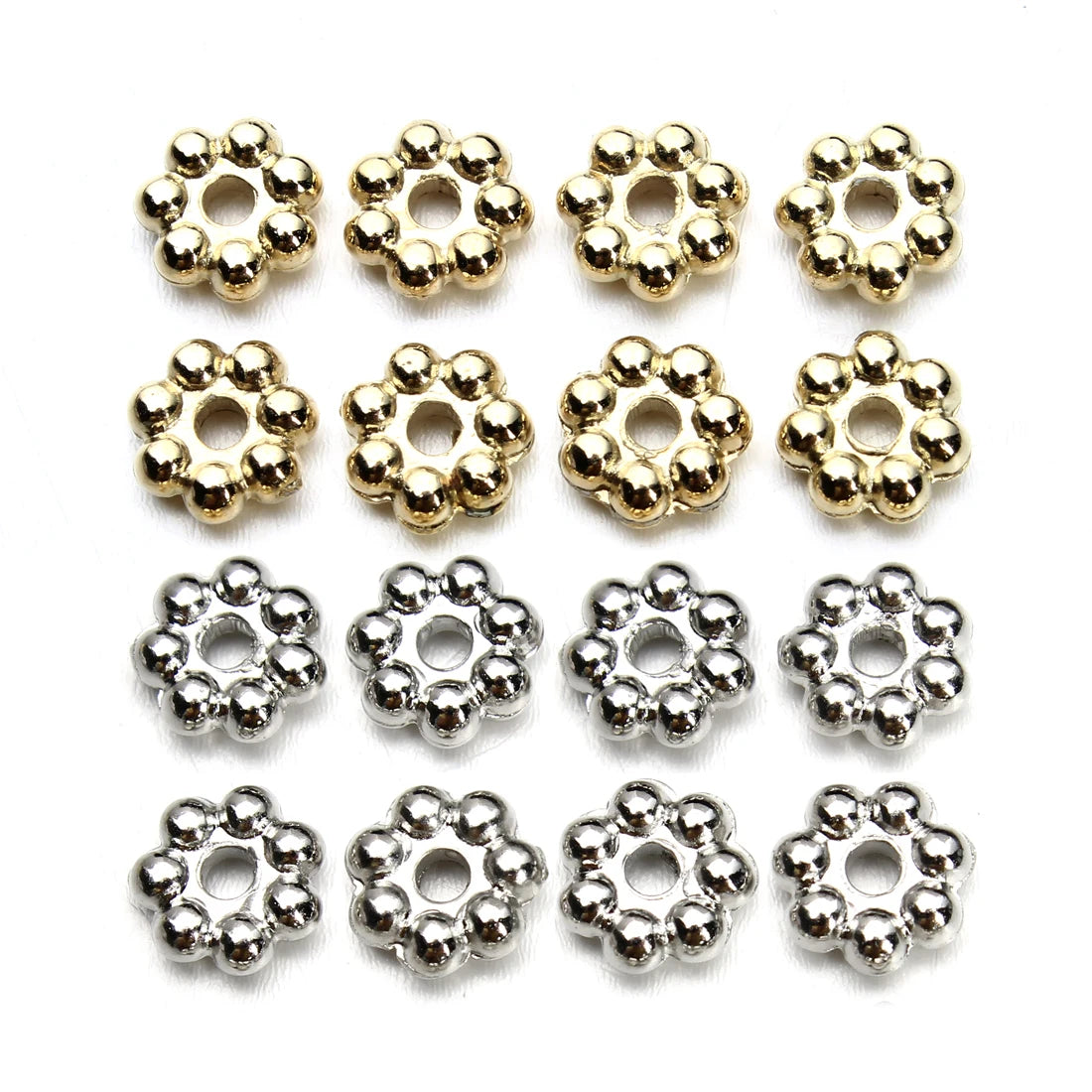 200/500pcs CCB Snowflake Spacer Loose Beads Gold Silver Gun Black Color Flat Beads for Jewelry Making DIY Bracelet Necklace