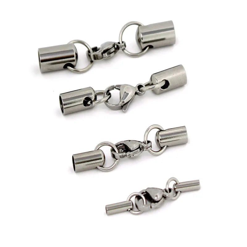 5Set Stainless Steel Lobster Clasps Hooks Leather Cord End Caps Connector 1 2 3 4 5 6mm Necklace Bracelet for DIY Jewelry Making