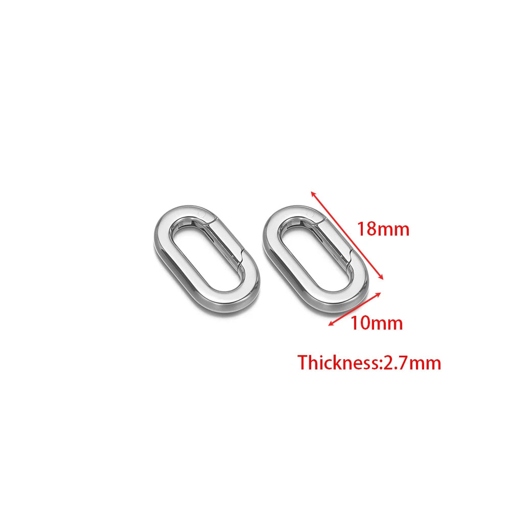 2pcs Stainless Steel Heart Oval Buckle Openable Connector Clasps DIY Jewelry Keychain Necklaces Charm Bracelets Making Supplies